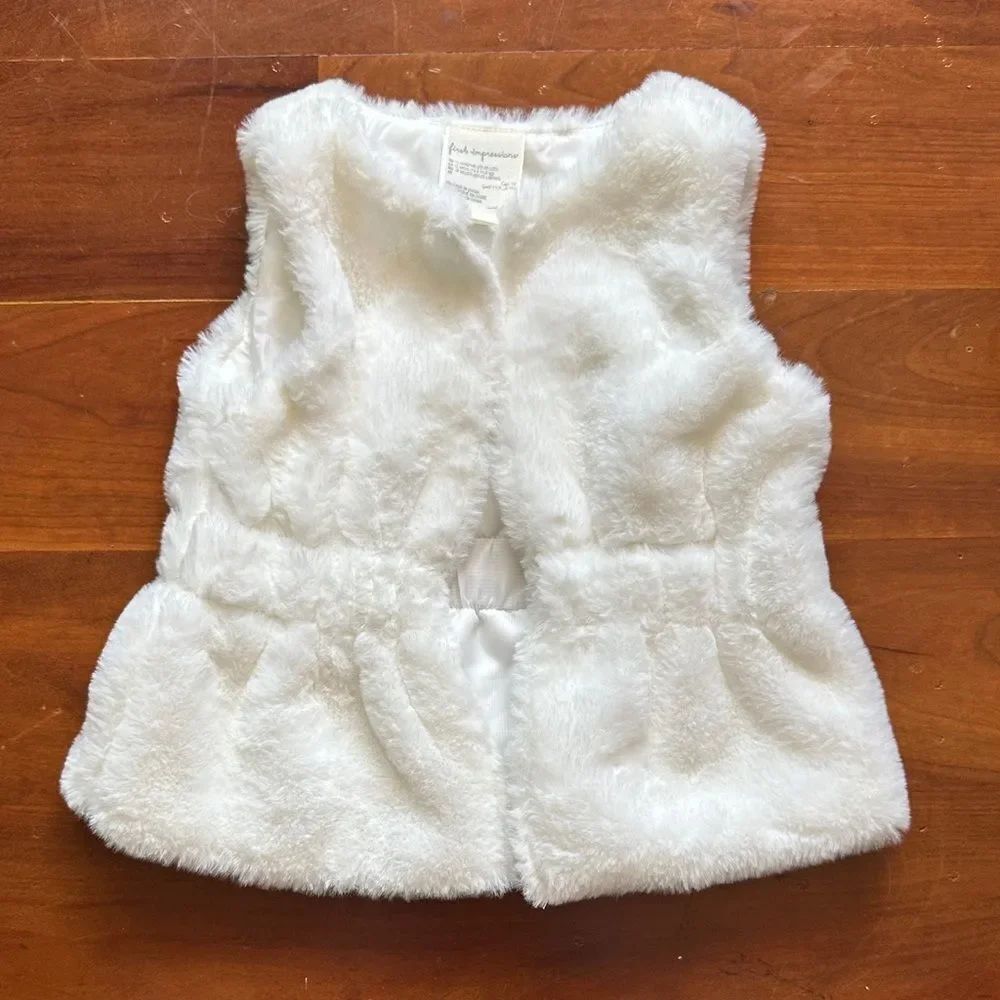 First Impressions Kids Ivory Faux Fur Vest
